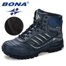 Men Hiking Shoes Mid-Top Split Leather Outdoor Sneaker Men Comfy Trekking Boots  - £78.26 GBP