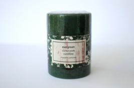 Pier 1 Imports EVERGREEN Pillar Candle 3”x4” Christmas New - $12.00