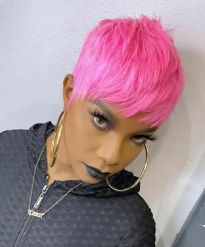 BeiSDWig Short Colored Synthetic Wigs for Black/White Women Natural Pink Ha - £14.22 GBP+