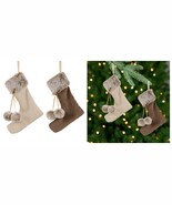 7.5&quot; - Plush Stockings Christmas Ornaments - Beige and Brown - Set of 2 - €19,70 EUR