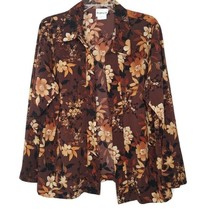 BonWorth Womens Size MP Open Front Blouse Long Sleeve Brown Floral - £10.67 GBP