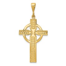 14K Yellow Gold Celtic Cross Pendant Charm Jewelry 46mm x 21mm - £147.91 GBP