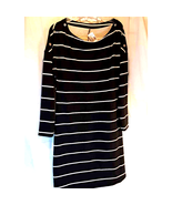 Maurice&#39;s Women&#39;s Shift Dress Black Stripe Stretch Jewel Neck Long Sleev... - $28.42 CAD