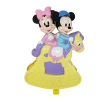 Vintage Arco Disney Mickey + Minnie Mouse Rocking Horse Crib Musical Wind Up Toy - $37.05