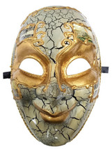 White Gold Full Face Joker Jester Venetian Mask Masquerade Mardi Gras - $17.81