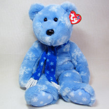Ty Beanie Buddy 1999 HOLIDAY TEDDY Plush Blue Snowflakes Decor Toy Bear - $12.00