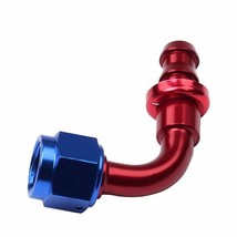 AN6 Red&amp;Blue 90 Degree Push Lock Hose End Fitting Adapter Fuel Oil Line ... - £5.46 GBP