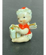 Vintage Lefton Christmas Baby Angel Figurine With Present Gift  Japan - £27.76 GBP