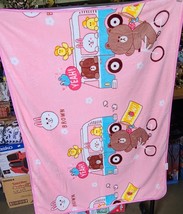 BABY BLANKET WITH A PICTURE OF TEDDY BEARS BUS DUCK BUNNY BICYCLE - £21.04 GBP
