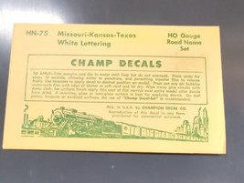 Vintage Champ Decals No. HN-75 MKT White Lettering Road Name Set HO - £11.67 GBP