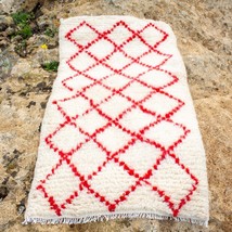 Red Azilal Rug, Small Moroccan Rug, Wool Nursery Rug Small Beni Ourain 2x4 ft - £75.81 GBP