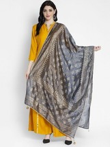 Women&#39;s Silk Blend Grey Ethnic Motifs Printed Dupatta Free Shipping - £14.77 GBP