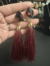 Red And Gold Tassel Dangle Earrings - $138.21 MXN