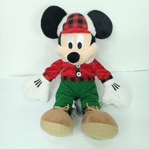 Disney Store Mickey Mouse 2017 Red Plaid Plush Stuffed Winter Hat Lumber... - $427.22 MXN