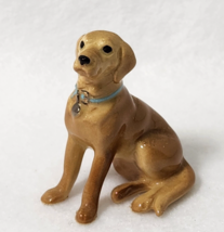 Vintage HAGEN RENAKER Golden Retriever Miniature Figurine Dog Puppy Blue Collar - £11.19 GBP