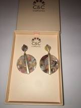 C&amp;C California Resin Tortoiseshell Faux Mother of Pearl Statement Earrings new  - £36.63 GBP