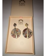 C&amp;C California Resin Tortoiseshell Faux Mother of Pearl Statement Earrin... - $20.48