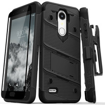 Zizo Bolt Cover for LG K10 - Black with Holster &amp; Tempered Glass &amp; Lanyard - £11.86 GBP