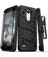 Zizo Bolt Cover for LG K10 - Black with Holster &amp; Tempered Glass &amp; Lanyard - £11.65 GBP