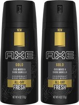 Axe Gold Oud Wood and Dark Vanilla Deodorant Body Spray 4.0 oz (Pack of 2) - £17.68 GBP