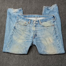 Levis 505 Jeans Men 33x30 Blue Straight Leg Regular Fit Stone Wash Faded - £18.00 GBP