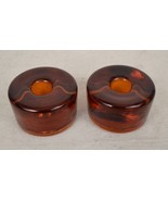 Vintage Mid Century Modern Blenko Amber Glass Candle Holders Set of 2 - $34.65