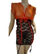 New Sexy Red/ Black Lace Chemise Lingerie with Garters   Size M - $162.74 MXN