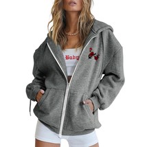 New In Free Shipping Women Long Sleeve Printed Pocket Drawstring Sweatshirts For - £53.06 GBP