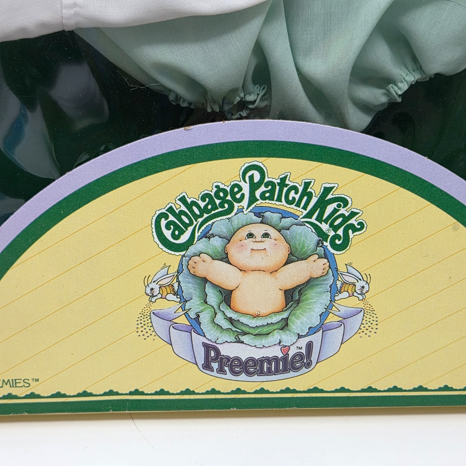 VINTAGE CABBAGE PATCH KIDS PREEMIE GREEN ELEPHANT OUTFIT ROMPER + HAT NEW IN BOX Item image 4