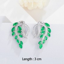 ThreeGraces Vintage Big Water Drop Green Crystal Stone Long Earrings Flower Cubi - £12.42 GBP