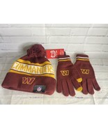 Ultra Game NFL Washington Commanders Winter Beanie Knit Hat with Gloves ... - £27.24 GBP