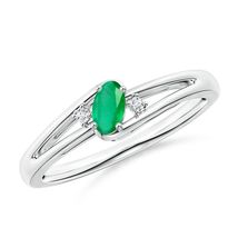ANGARA Natural Emerald and Diamond Split Shank Ring in Sterling Silver (... - $322.05+