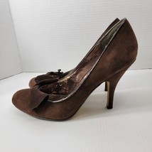 Steve Madden Women&#39;s Dress Heels Decorative bow Size 10 Brown Suede - £10.21 GBP