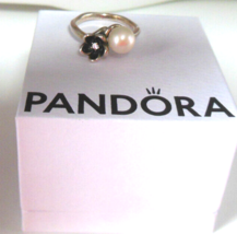 Pandora 925 ALE Mystic Floral &amp; Pearl Ring Size 6 - £35.03 GBP