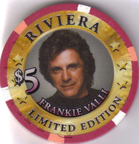 Primary image for FRANKIE VALLI Dec 31 2001 $5 Ltd Edition 700 RIVIERA Hotel Casino Chip, Obsolete