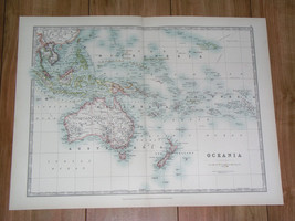 1907 Antique Map Of Australia Oc EAN Ia New Zealand German Colonies Hawaii - $22.64