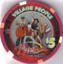 Village People Apr 20-21 2001 $5 Ltd. 777 Riviera Hotel Casino Chip, Vintage - £19.94 GBP