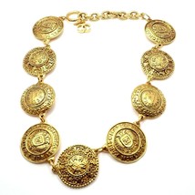 Chic! Authentic Chanel Vintage Gold Tone Logo CC 9 Disc Motif Necklace - $2,696.40