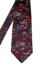 VTG Brittania Asian Boats Huts Flowers Ducks Brocade Necktie Rich Colors EXC - £18.37 GBP