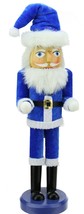 Wooden Christmas Nutcracker,14&quot;,SANTA In Blue &amp; White Fur Outfit &amp; Blue Hat, Nl - £27.86 GBP