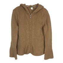 J Crew Womens Sweater Size S Small Tan Full Zip Hooded 100% Wool Long Sl... - £26.69 GBP