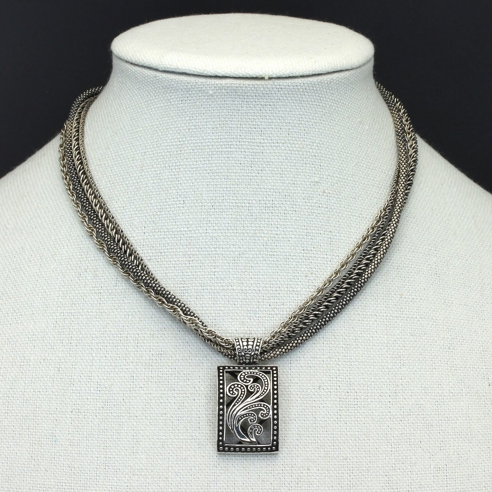 Retired Silpada Sterling Silver 4-Strand Chain with Paisley Pendant N1719 S1744 - $89.99