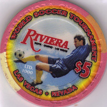 2010 World Soccer the RIVIERA Vegas $5 Casino Chip Uncirculated - £15.80 GBP