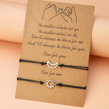 2pcs/set Minimalist Sun Moon Charm Couple Bracelet Friendship Jewelry Gift Handm - £10.86 GBP