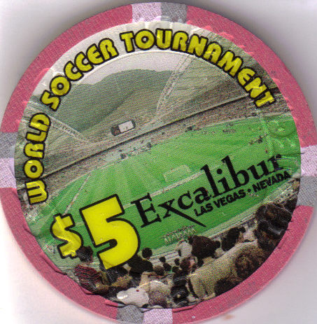 2010 World Soccer Excalibur Las Vegas $5 Casino Chip - $10.95