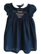 Vtg Polly Flinders Blue Smocked Flower Basket Dress 2T - £19.03 GBP