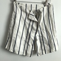 C/Meo Collective Mini Skirt XS White Stripe Straight Pencil Wrap Tie Clo... - £18.32 GBP