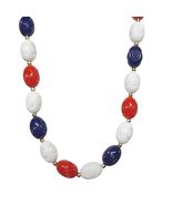 Patriotic Red White Blue Choker Necklace Spiral Beads, Gold Accents Hand... - $363.44 MXN