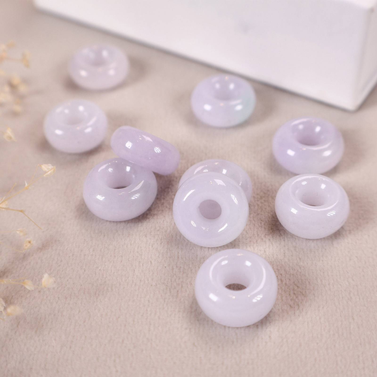 Purple Jade Gemstone Beads Donut Necklace Pendant DIY Bracelet Crafting ... - $200.00