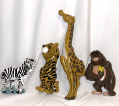 Lot of 4 Wall Plaques Jungle Animals Zoo Nursery Childs Room Decor Kids ... - £15.54 GBP